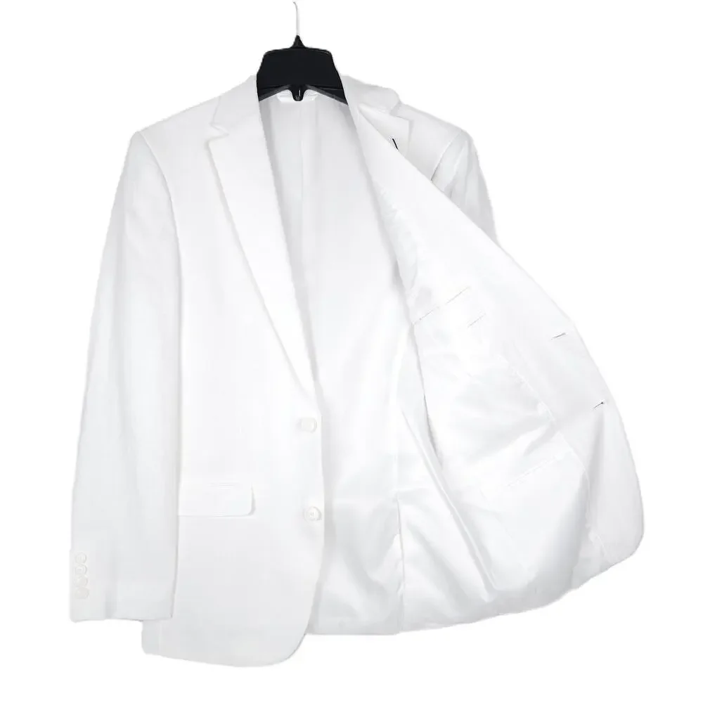 Bar III Mens Slim Fit Linen Sport Coat Blazer 40L White Solid NWT - Picture 2 of 7